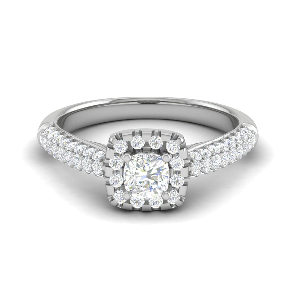 Jewelove™ Rings VVS G / Women's Band only 0.30 cts. Cushion Solitaire Halo Split Shank Platinum Ring JL PT JRW1549MM