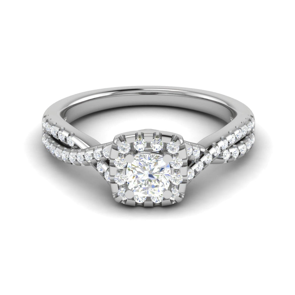 Jewelove™ Rings VVS G / Women's Band only 0.30 cts. Cushion Solitaire Halo Twisted Shank Platinum Ring JL PT JRW1547MM