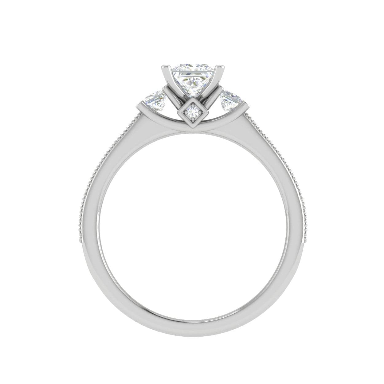 Jewelove™ Rings I VS / Women's Band only 0.30 cts. Princess Cut Diamond Diamond Shank Platinum Solitaire Engagement Ring JL PT 150