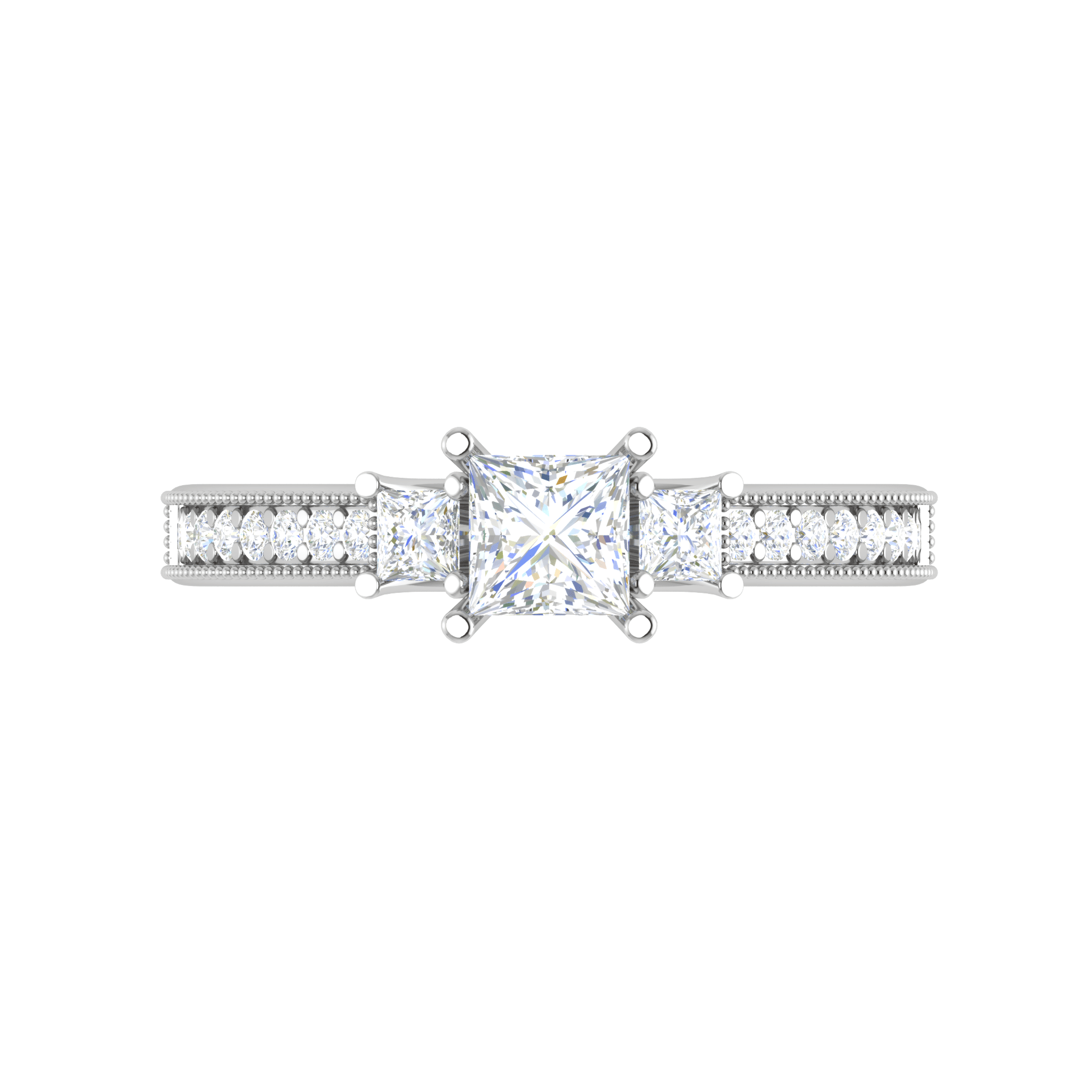 Jewelove™ Rings I VS / Women's Band only 0.30 cts. Princess Cut Diamond Diamond Shank Platinum Solitaire Engagement Ring JL PT 150
