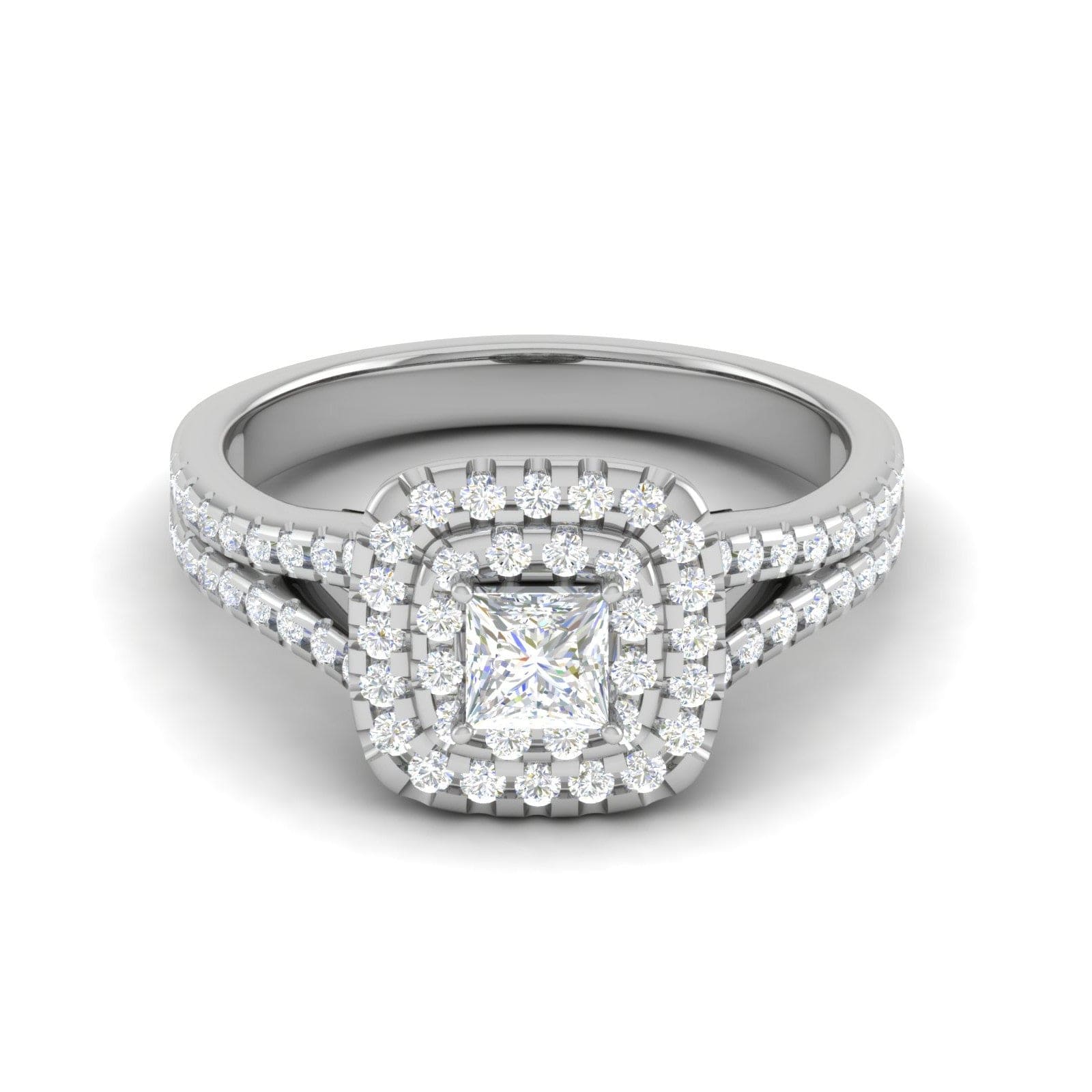 Double halo 1 carat Princess cut diamond bead décor antique style wedd –  Radhes.com