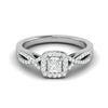 Jewelove™ Rings J VS / Women's Band only 0.30 cts. Princess Cut Solitaire Halo Diamond Twisted Shank Platinum Ring JL PT RP AS 212