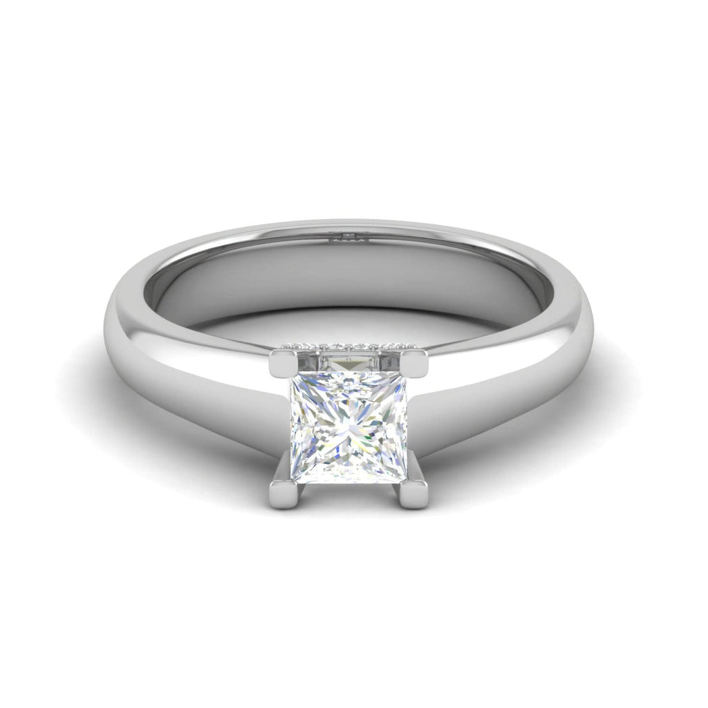 Jewelove™ Rings I VS / Women's Band only 0.30 cts. Princess Cut Solitaire Shank Platinum Diamond Engagement Ring JL PT MHD267EG