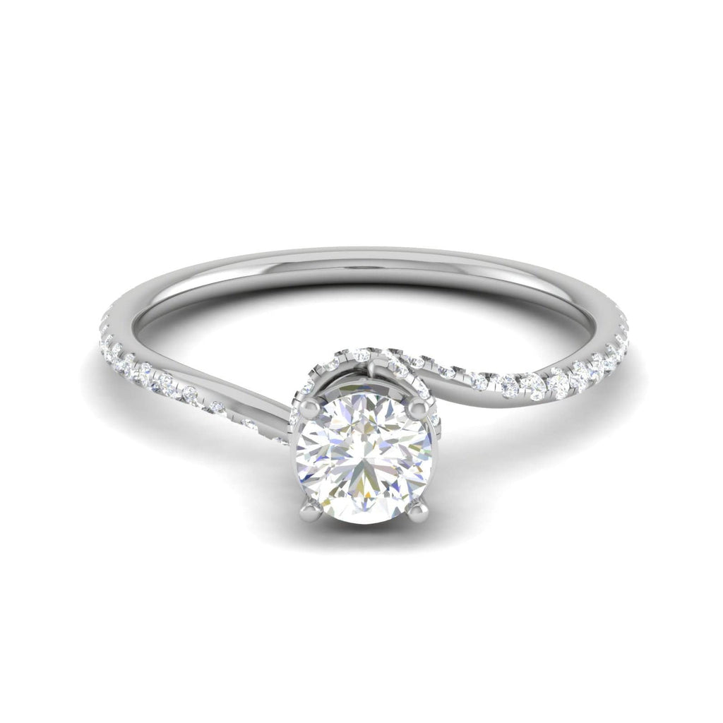 Jewelove™ Rings VS J / Women's Band only 0.30 cts Solitaire Designer Halo Diamond Shank Platinum Ring JL PT RP RD 179