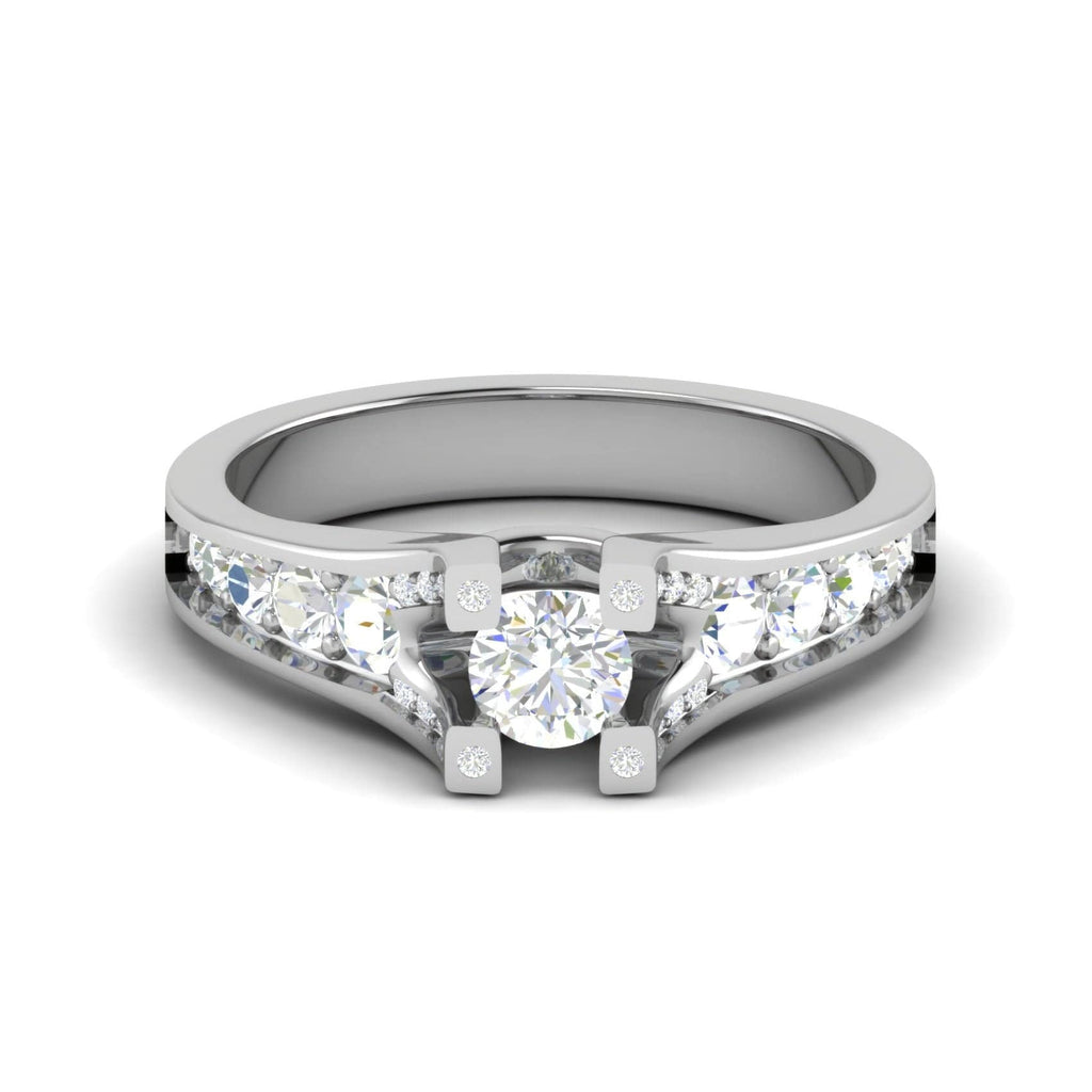 Jewelove™ Rings VS J / Women's Band only 0.30 cts Solitaire Diamond Shank Platinum Ring JL PT RP RD 126