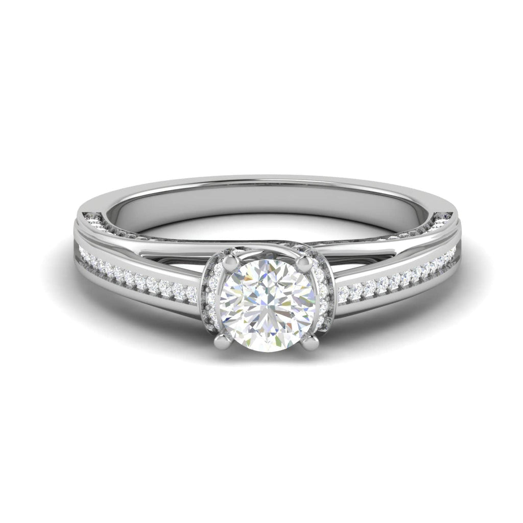Jewelove™ Rings VS J / Women's Band only 0.30 cts Solitaire Diamond Split Shank Platinum Ring JL PT RP RD 136