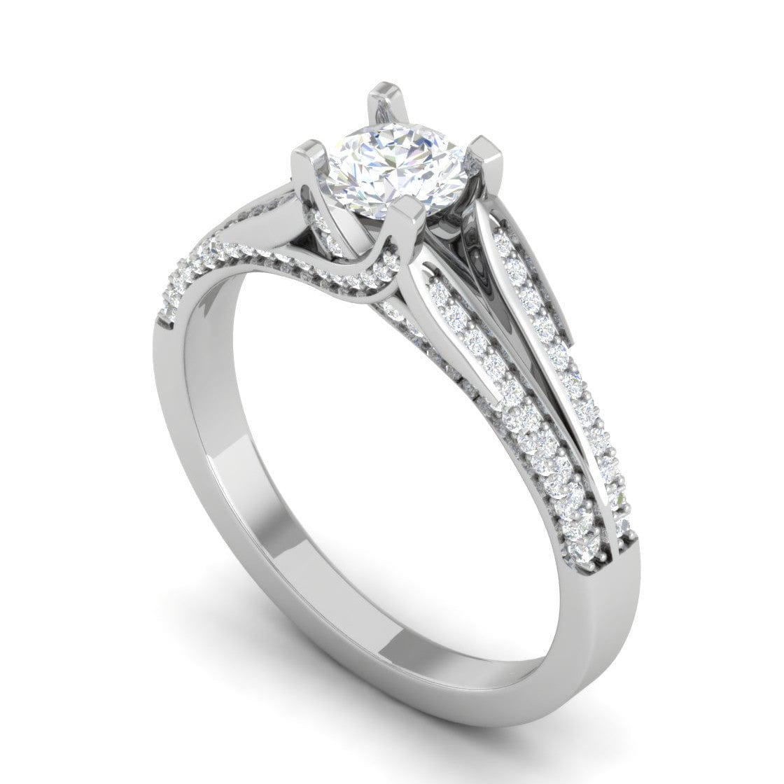 Jewelove™ Rings VS J / Women's Band only 0.30 cts Solitaire Diamond Split Shank Platinum Ring JL PT RP RD 164