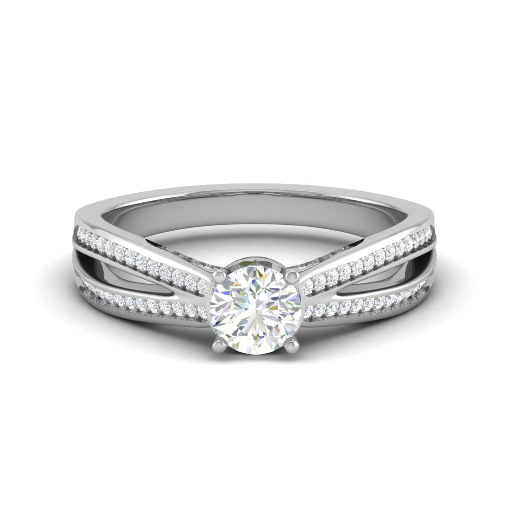 Jewelove™ Rings VS J / Women's Band only 0.30 cts Solitaire Diamond Split Shank Platinum Ring JL PT RP RD 165