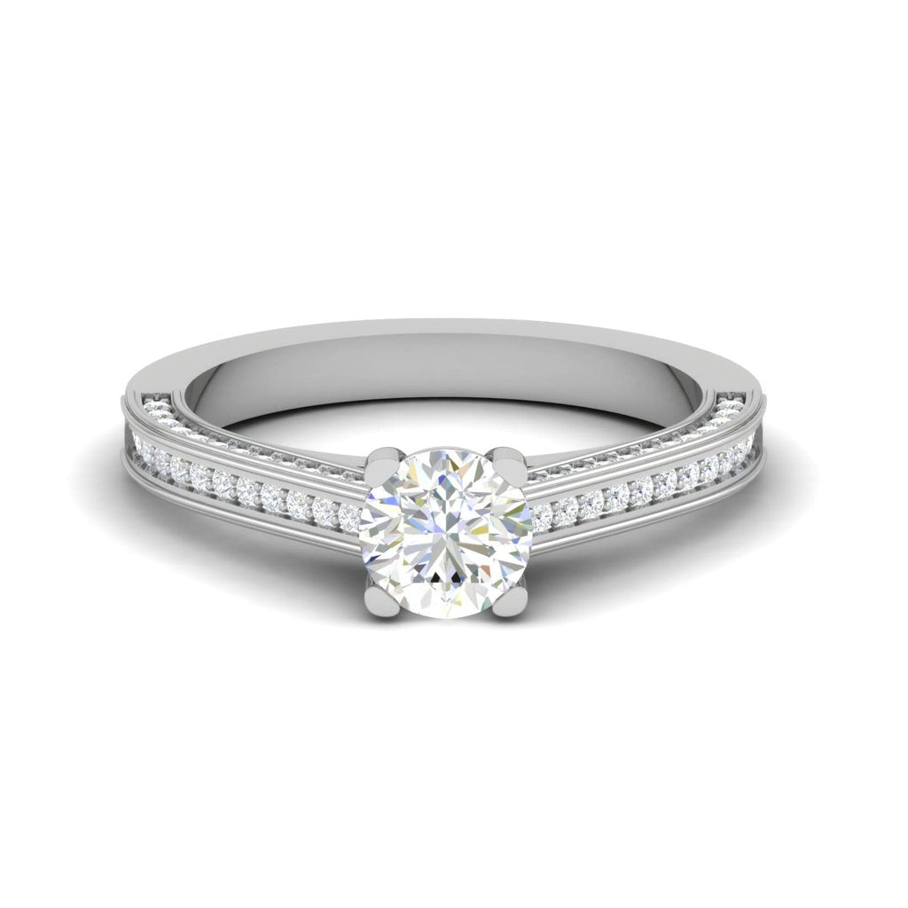 Jewelove™ Rings VS J / Women's Band only 0.30 cts Solitaire Diamond Split Shank Platinum Ring JL PT RP RD 174