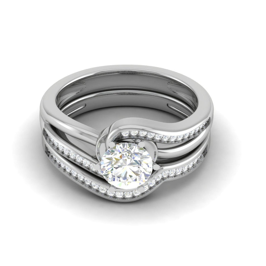 Jewelove™ Rings J VS / Women's Band only 0.30 cts Solitaire Diamond Twisted Shank Platinum Ring JL PT MHD287-A