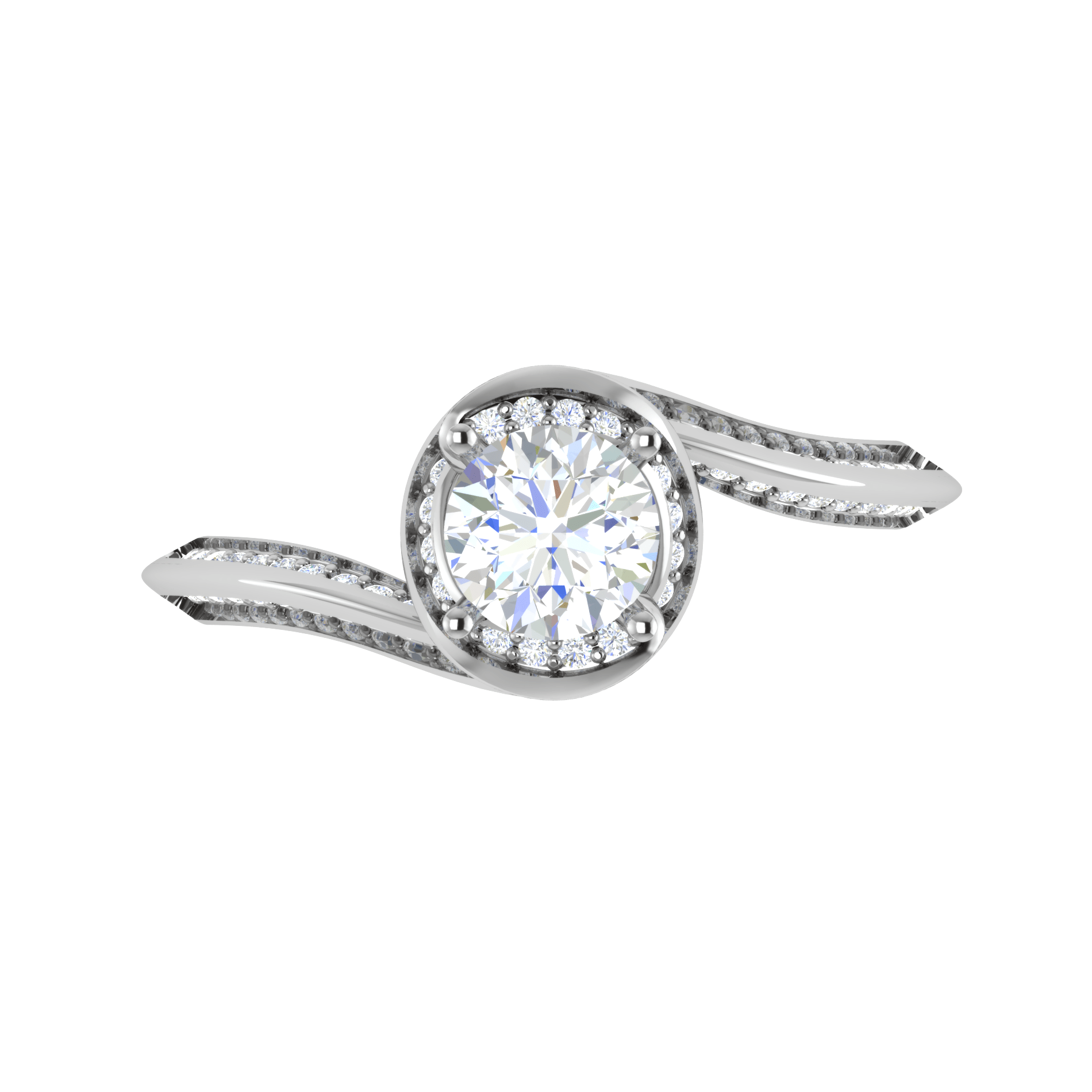 Jewelove™ Rings VS J / Women's Band only 0.30 cts Solitaire Diamond Twisted Shank Platinum Ring JL PT RP RD 113