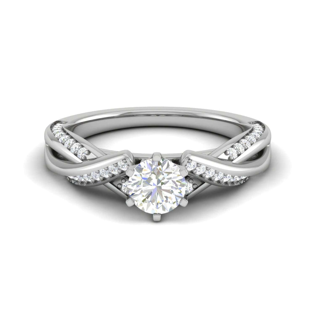 Jewelove™ Rings VS J / Women's Band only 0.30 cts Solitaire Diamond Twisted Shank Platinum Ring JL PT RP RD 119