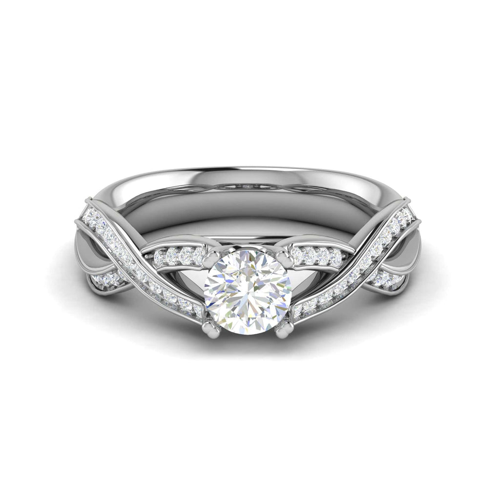 Jewelove™ Rings VS J / Women's Band only 0.30 cts Solitaire Diamond Twisted Shank Platinum Ring JL PT RP RD 148