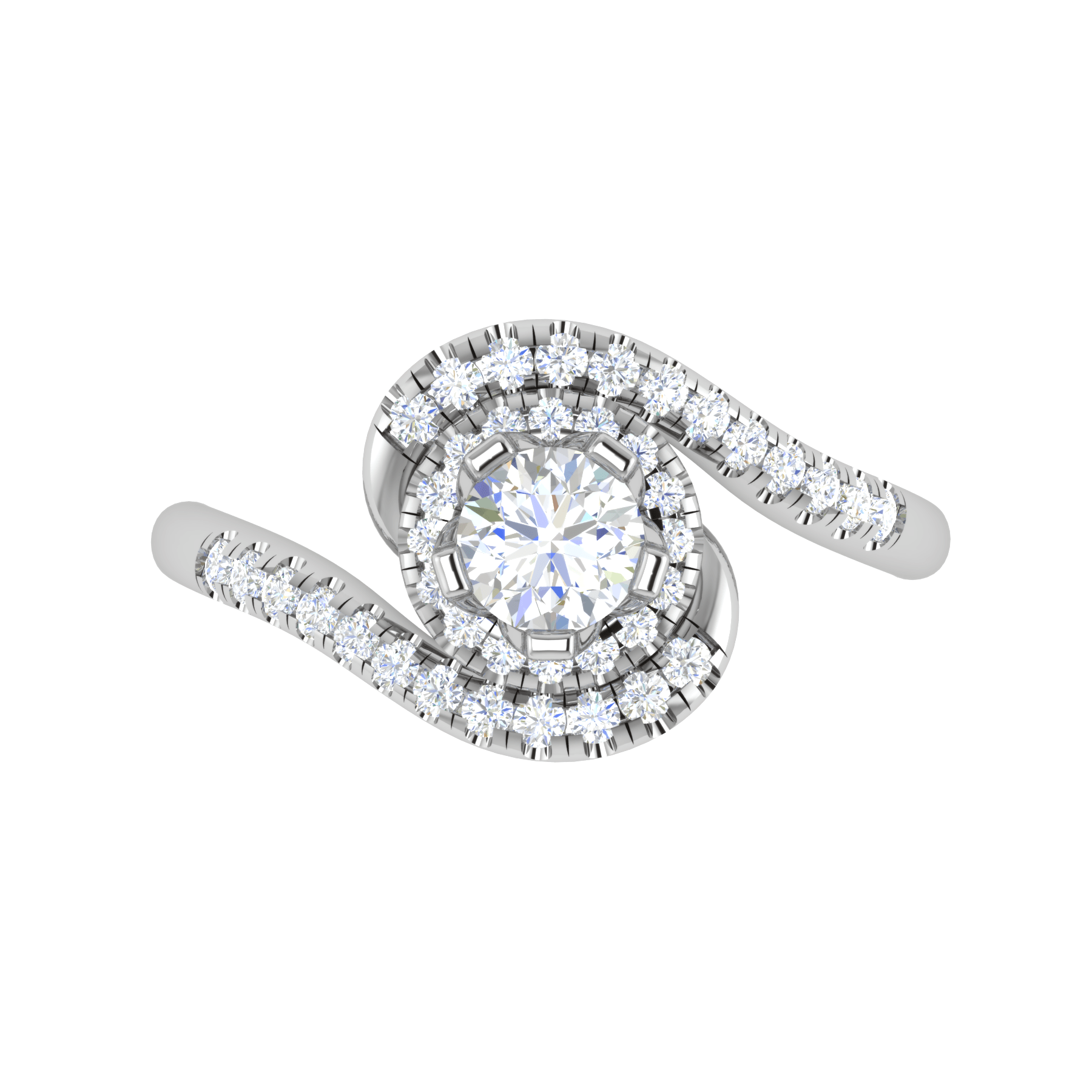 Jewelove™ Rings VS J / Women's Band only 0.30 cts Solitaire Double Halo Diamond Shank Platinum Ring JL PT RP RD 122