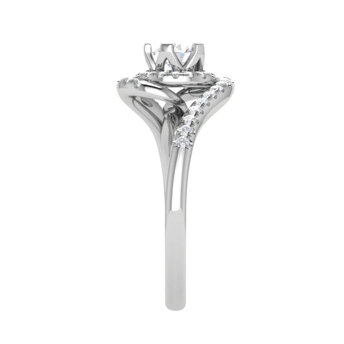 Jewelove™ Rings VS J / Women's Band only 0.30 cts Solitaire Double Halo Diamond Shank Platinum Ring JL PT RP RD 122
