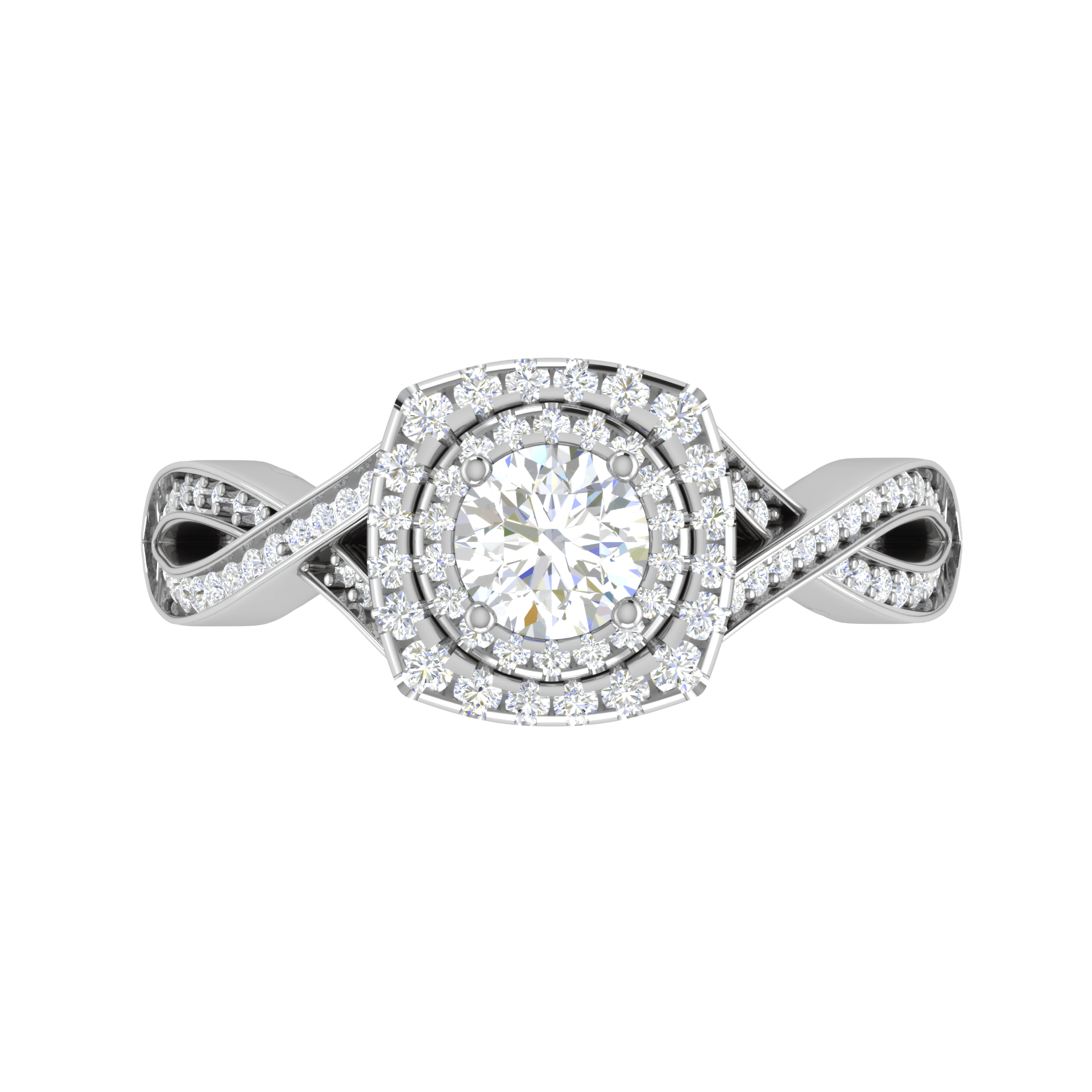 Jewelove™ Rings VS J / Women's Band only 0.30 cts Solitaire Double Halo Diamond Twisted Shank Platinum Ring JL PT RP RD 204-A