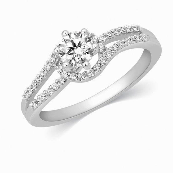 Perspective View of 0.30 cts. Solitaire Engagement Ring for Women with a Curvy Diamond Shank JL PT 331