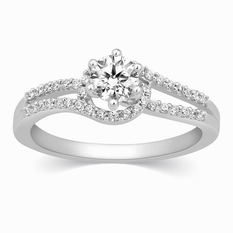 Front View of 0.30 cts. Solitaire Engagement Ring for Women with a Curvy Diamond Shank JL PT 331