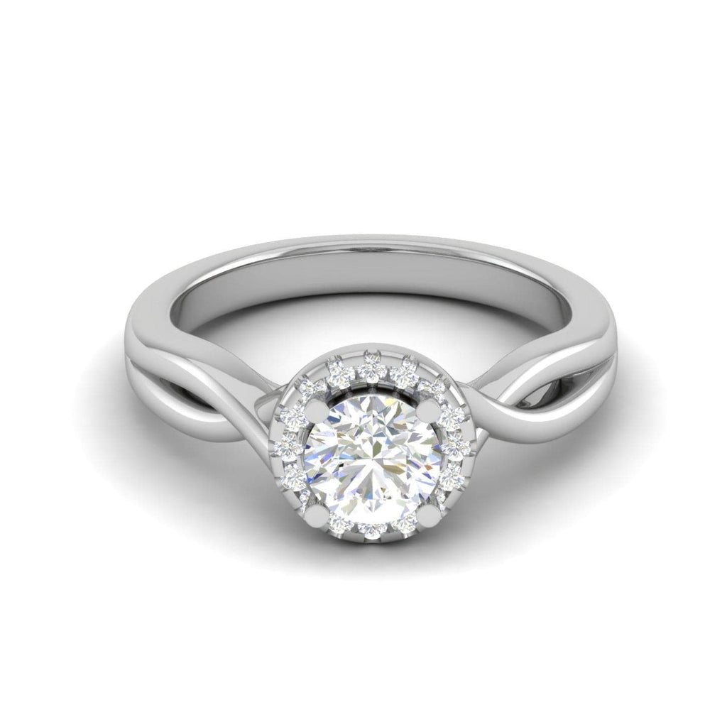 Jewelove™ Rings J VS / Women's Band only 0.30 cts Solitaire Halo Diamond Shank Platinum Ring JL PT JRW2596MM-A