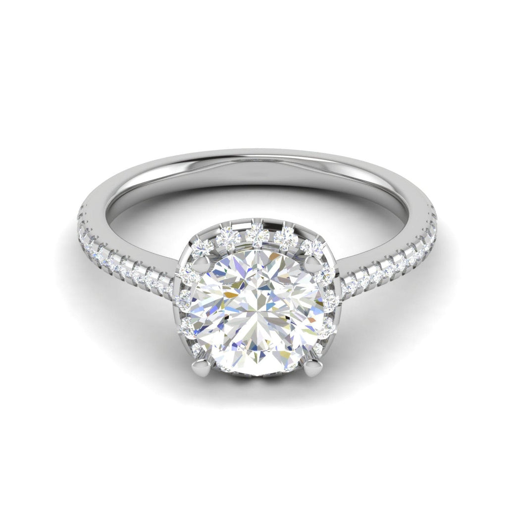 Jewelove™ Rings VS J / Women's Band only 0.30 cts Solitaire Halo Diamond Shank Platinum Ring JL PT REHS1480-B