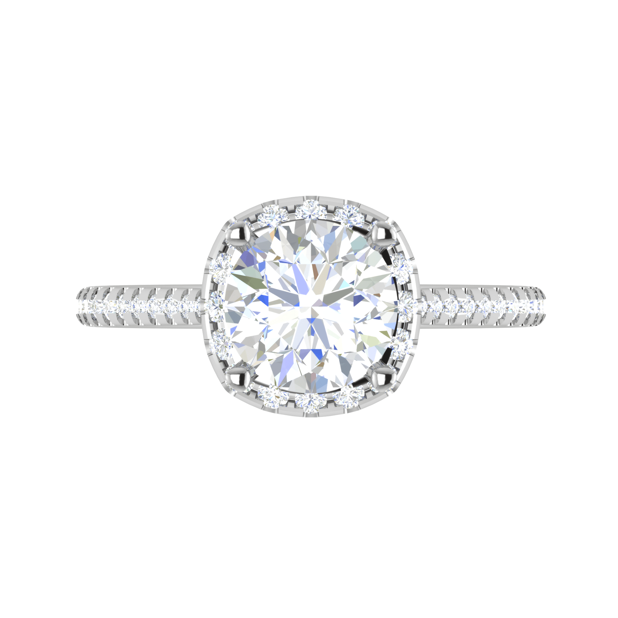 Jewelove™ Rings VS J / Women's Band only 0.30 cts Solitaire Halo Diamond Shank Platinum Ring JL PT REHS1480-B