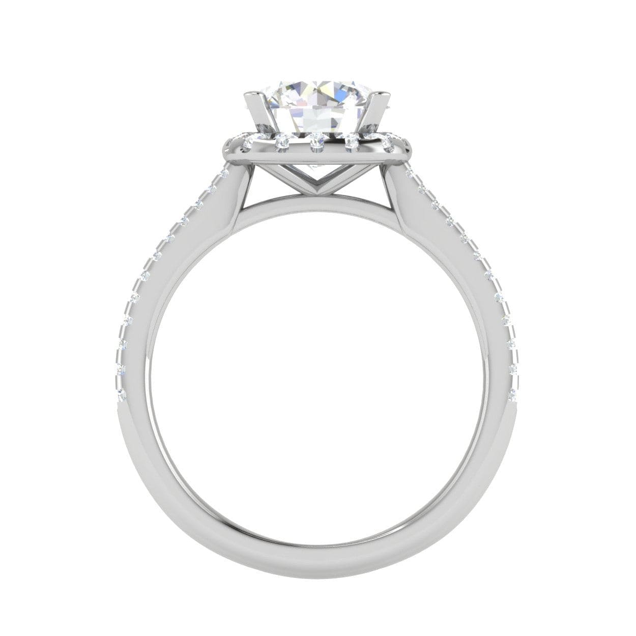 Jewelove™ Rings VS J / Women's Band only 0.30 cts Solitaire Halo Diamond Shank Platinum Ring JL PT REHS1480-B