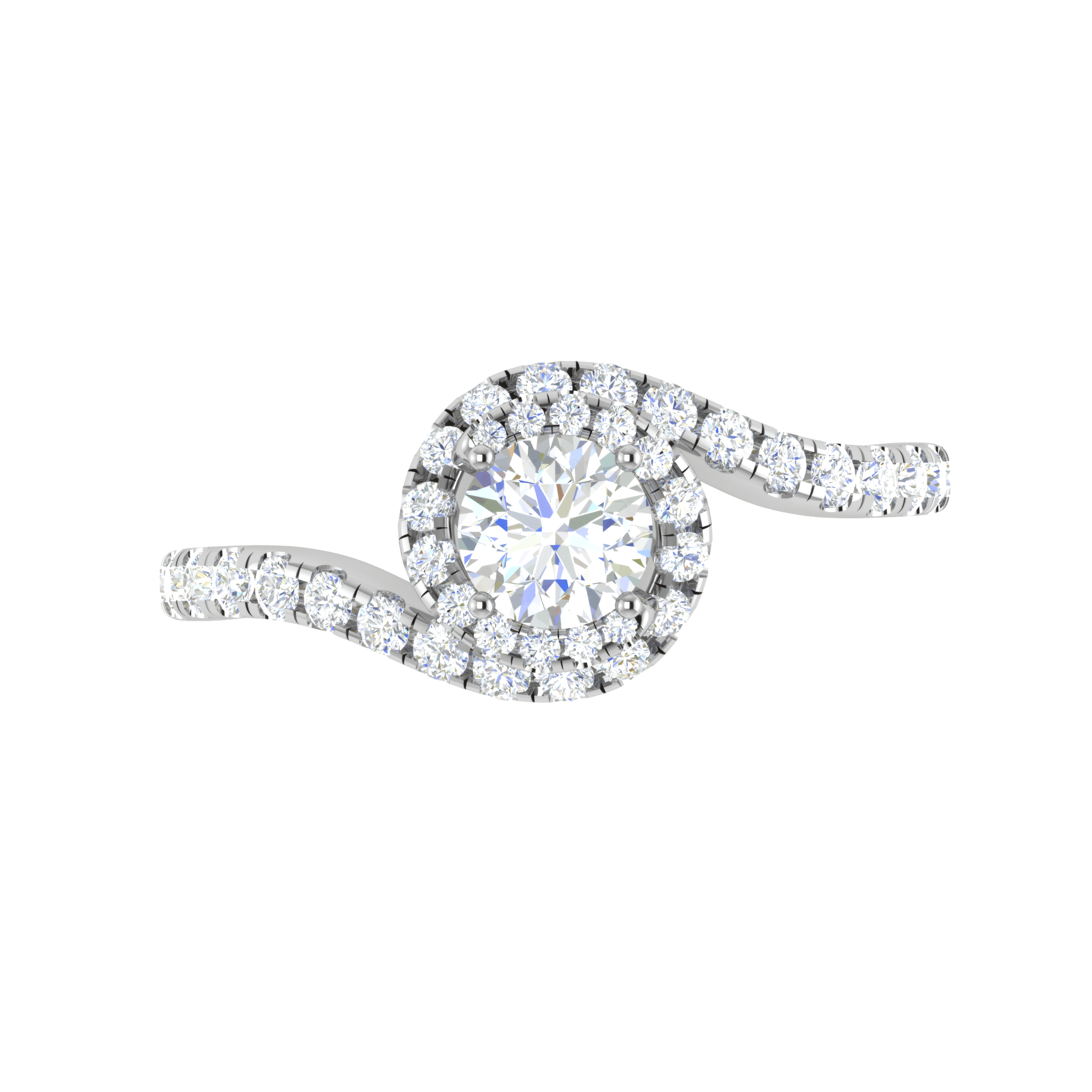Jewelove™ Rings VS J / Women's Band only 0.30 cts Solitaire Halo Diamond Shank Platinum Ring JL PT RP RD 162