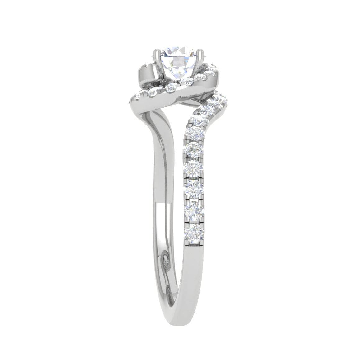 Jewelove™ Rings VS J / Women's Band only 0.30 cts Solitaire Halo Diamond Shank Platinum Ring JL PT RP RD 162