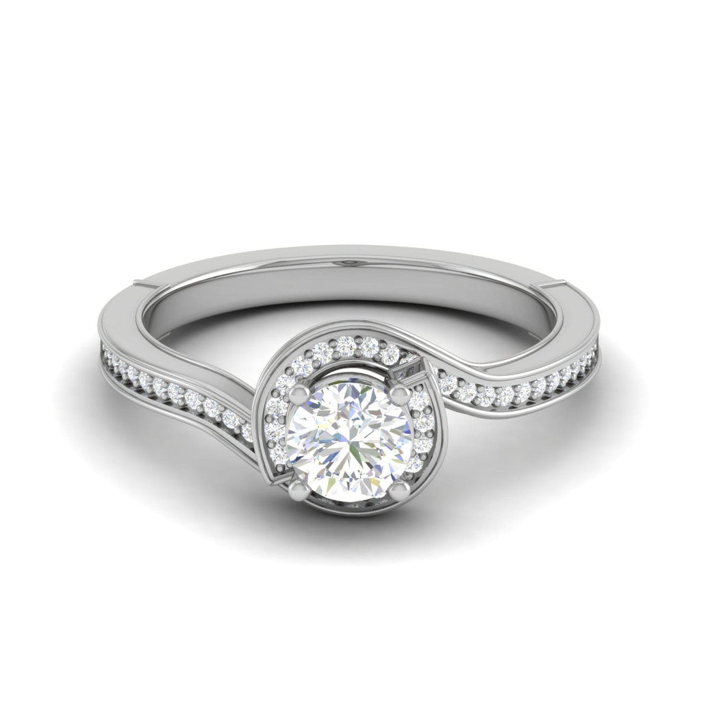 Jewelove™ Rings VS J / Women's Band only 0.30 cts Solitaire Halo Diamond Shank Platinum Ring JL PT RP RD 178