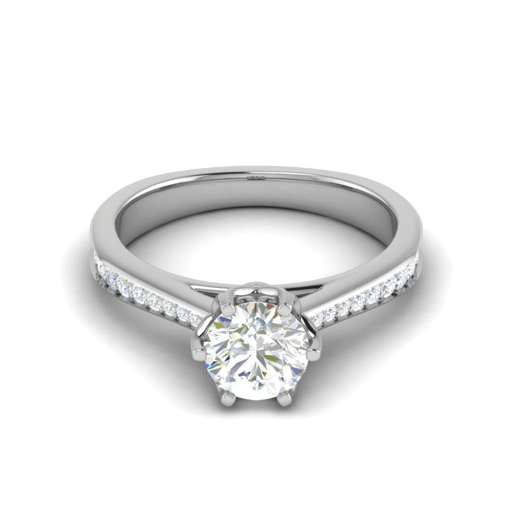 Jewelove™ Rings J VS / Women's Band only 0.30 cts. Solitaire Platinum Diamond Shank Engagement Ring JL PT RV RD 108