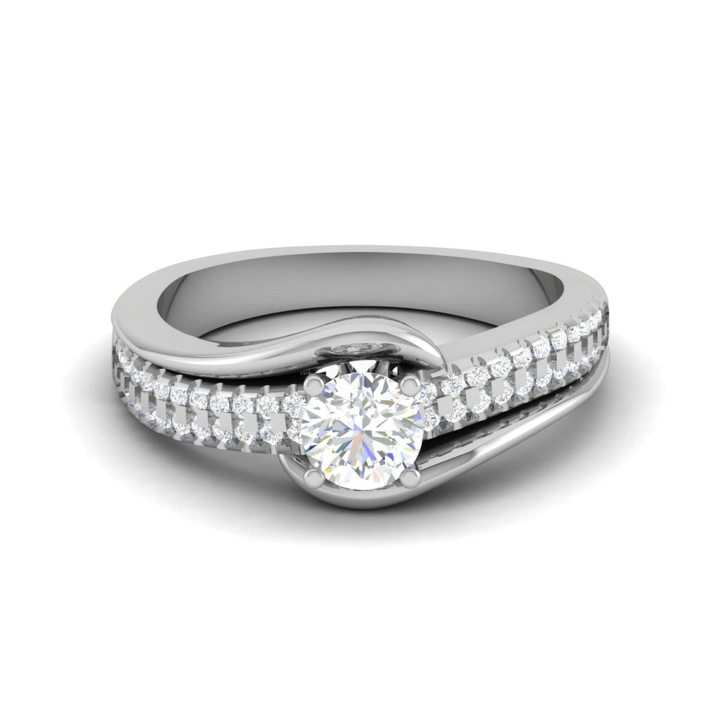 Jewelove™ Rings J VS / Women's Band only 0.30 cts. Solitaire Platinum Diamond Split Shank Engagement Ring JL PT WB6005E