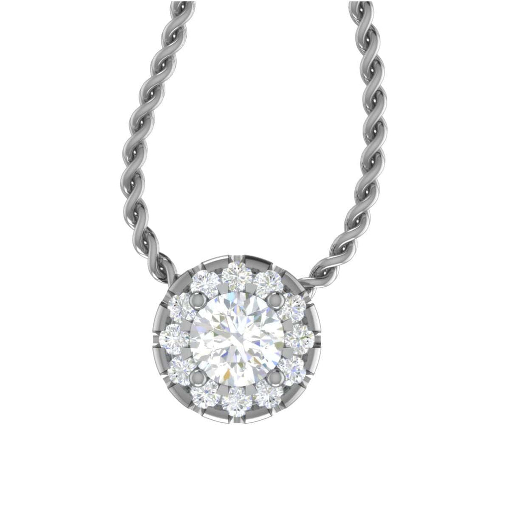 Jewelove™ Pendants 0.30.cts Solitaire Platinum Halo Diamond Pendant for Women JL PT P PF6135 - A