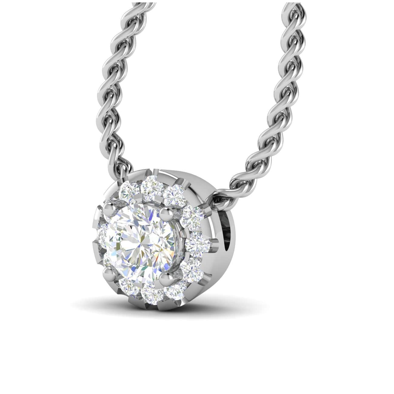 Jewelove™ Pendants 0.30.cts Solitaire Platinum Halo Diamond Pendant for Women JL PT P PF6135 - A