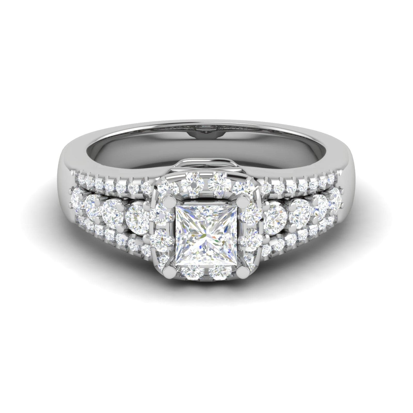 1 Carat Solitaire Halo Diamond Accents Platinum Ring JL PT R3 RD 108