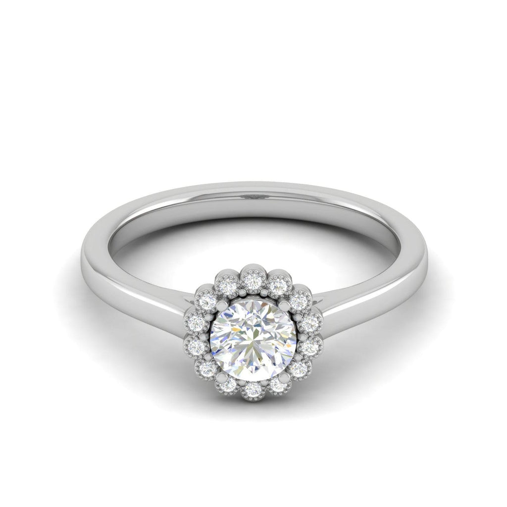 Jewelove™ Rings VS J / Women's Band only 0.30 cts Solitaire Single Halo Diamond Platinum Ring for Women JL PT RV RD 133
