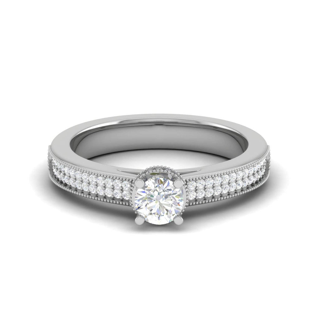Jewelove™ Rings VS J / Women's Band only 0.30 cts Solitaire Single Halo Diamond Shank Platinum Ring JL PT RP RD 157
