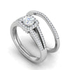 Jewelove™ Rings J VS / Women's Band only 0.30 cts Solitaire Square Halo Diamond Split Shank Platinum Ring JL PT MHD278