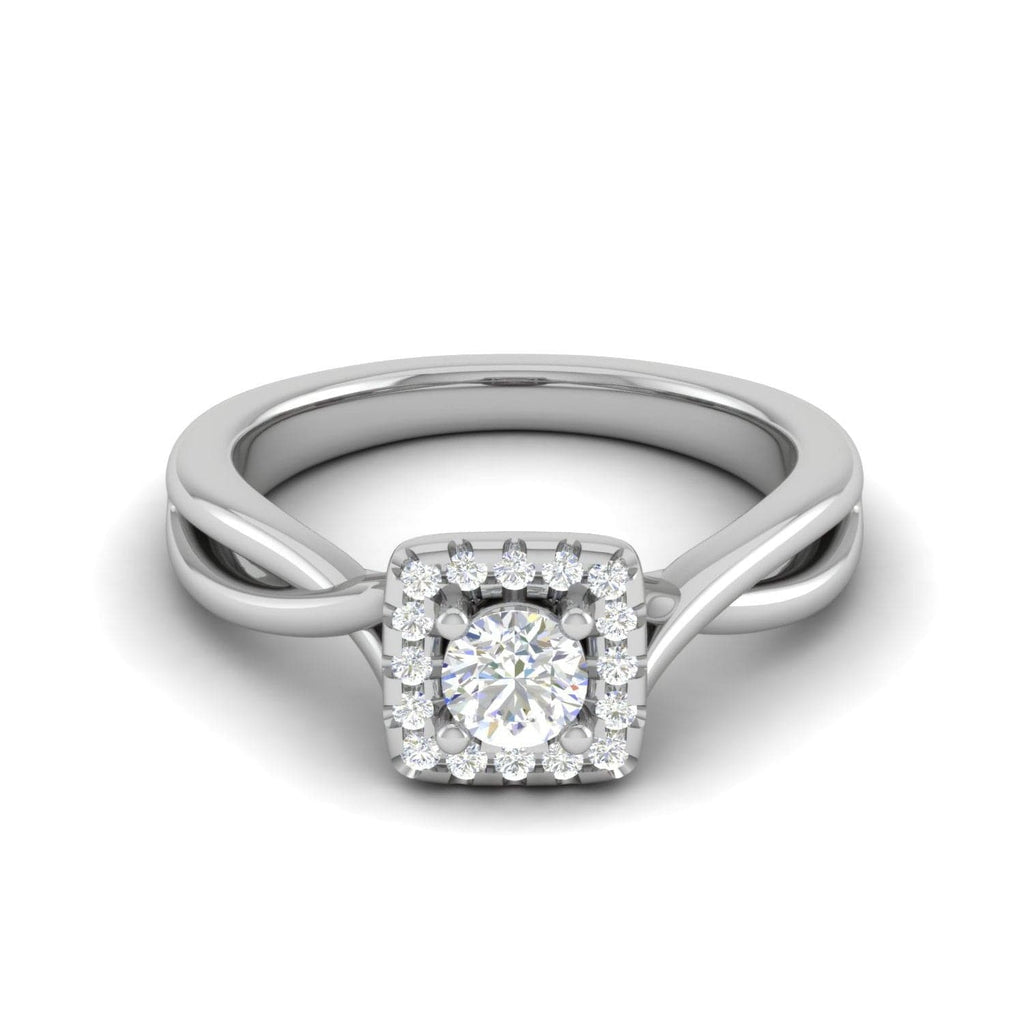 Jewelove™ Rings J VS / Women's Band only 0.30 cts. Solitaire Square Halo Diamond Twisted Shank Platinum Ring JL PT JRW1332MM