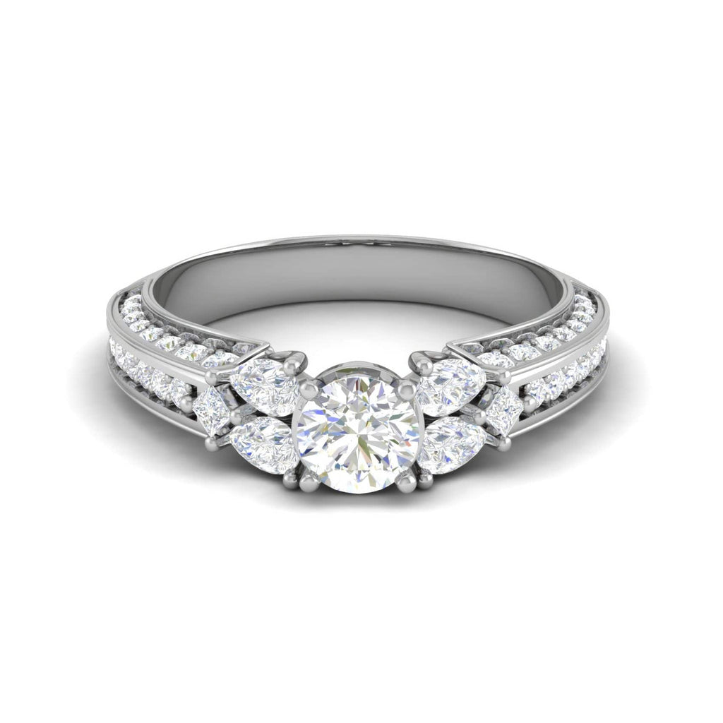 Jewelove™ Rings J VS / Women's Band only 0.30 cts Solitaire with Pear Diamond Split Shank Platinum Ring JL PT MHD0215M
