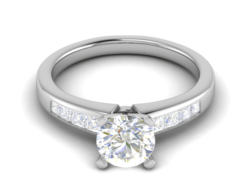 Jewelove™ Rings J VS / Women's Band only 0.30 cts Solitaire with Princess cut Diamond Shank Platinum Ring JL PT RC PR 186