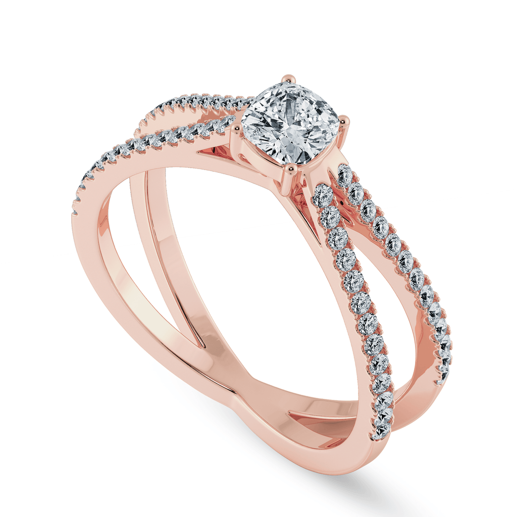 Jewelove™ Rings Women's Band only / VVS GH 0.30cts. Cushion Cut Solitaire Diamond Split Shank 18K Rose Gold Ring JL AU 1171R