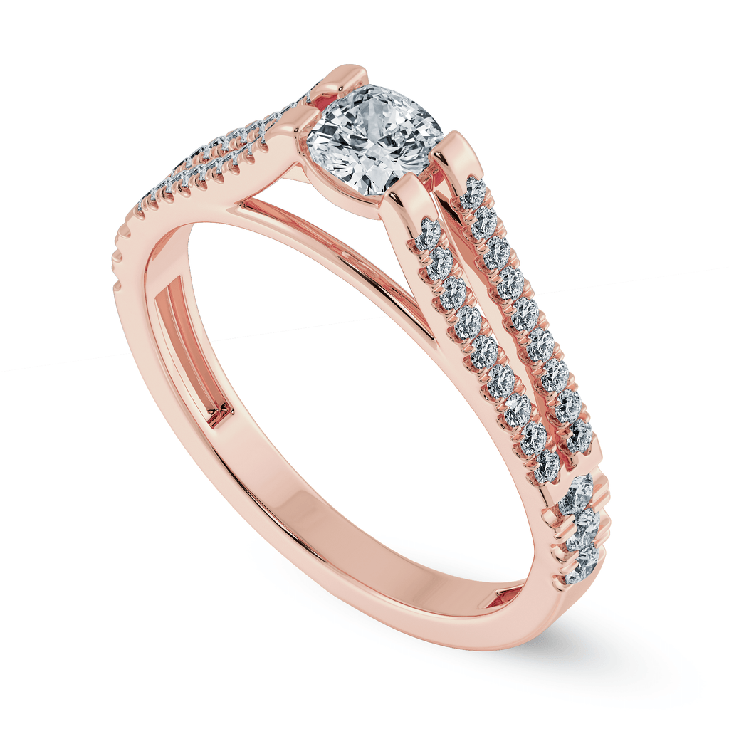 Jewelove™ Rings Women's Band only / VS I 0.30cts. Cushion Cut Solitaire Diamond Split Shank 18K Rose Gold Ring JL AU 1179R