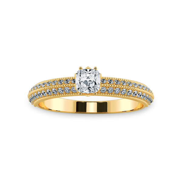 Jewelove™ Rings Women's Band only / VVS GH 0.30cts. Cushion Cut Solitaire Diamond Split Shank 18K Yellow Gold Ring JL AU 1187Y