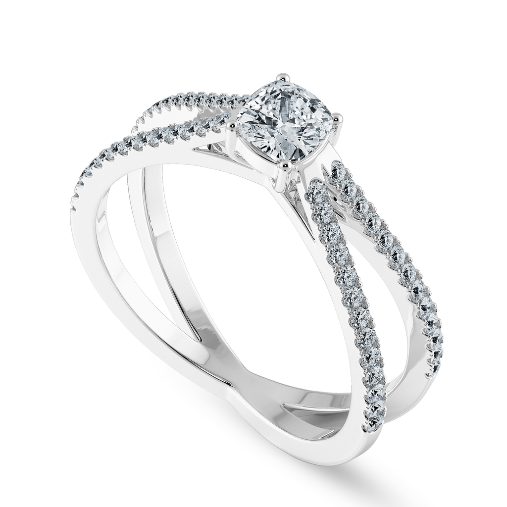 Jewelove™ Rings Women's Band only / VVS G 0.30cts. Cushion Cut Solitaire Diamond Split Shank Platinum Engagement Ring JL PT 1171