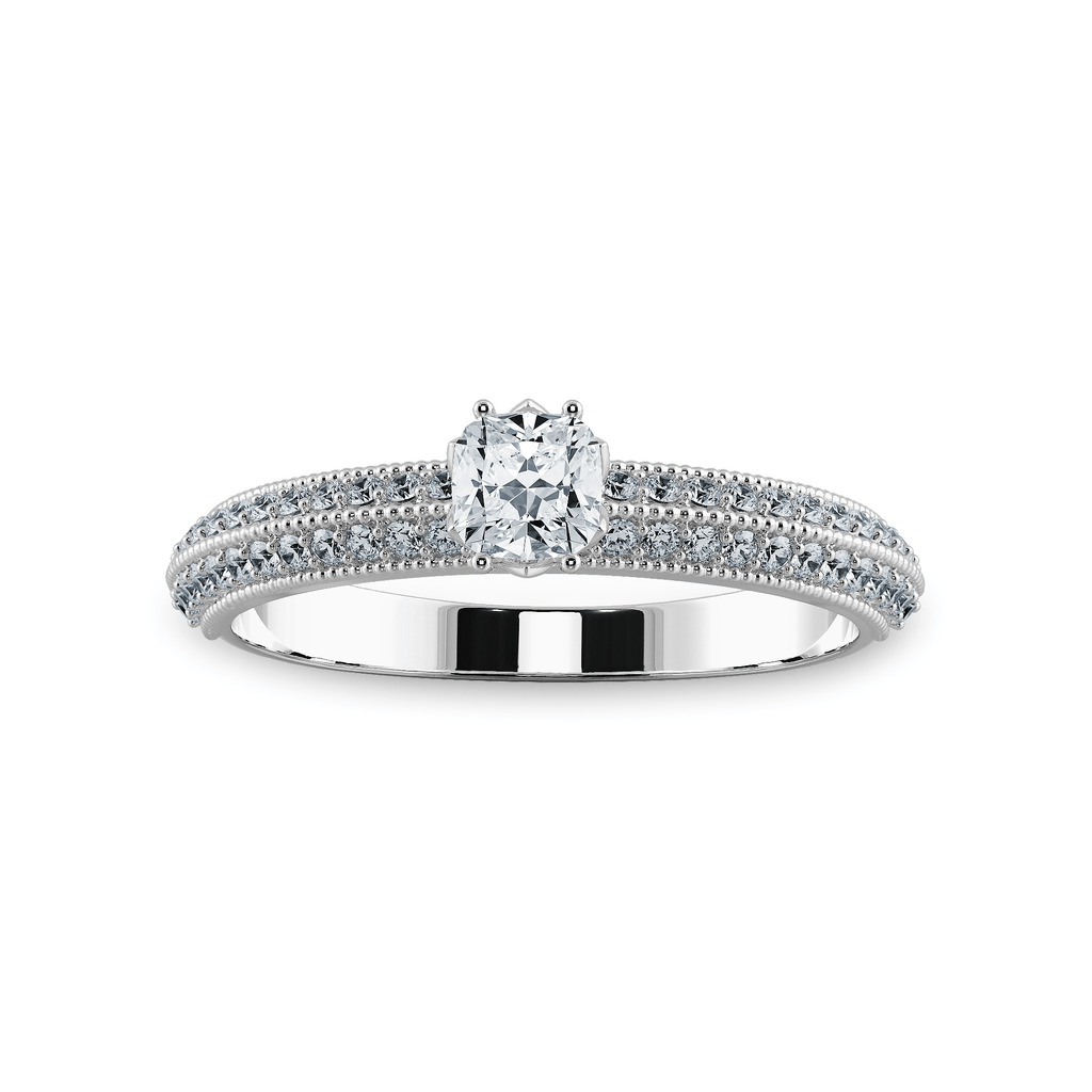 Jewelove™ Rings Women's Band only / VVS G 0.30cts. Cushion Cut Solitaire Diamond Split Shank Platinum Engagement Ring JL PT 1187