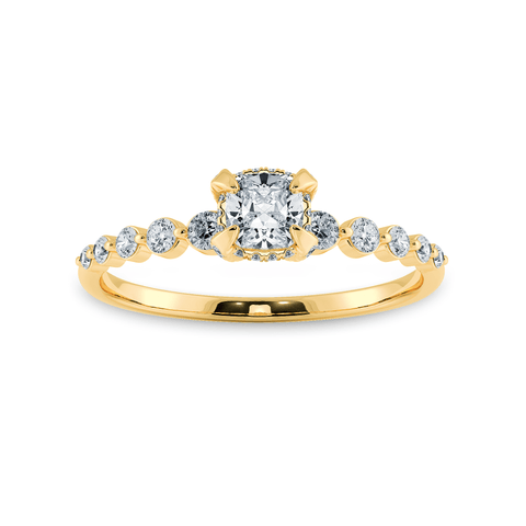 0.30cts. Cushion Cut Solitaire Halo Diamond Accents 18K Yellow Gold Ring JL AU 2005Y