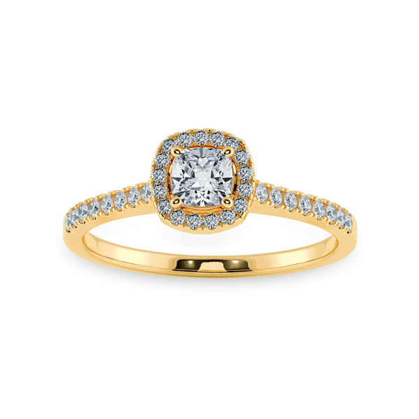 Jewelove™ Rings Women's Band only / VS I 0.30cts. Cushion Cut Solitaire Halo Diamond Shank 18K Yellow Gold Ring JL AU 1195Y-B