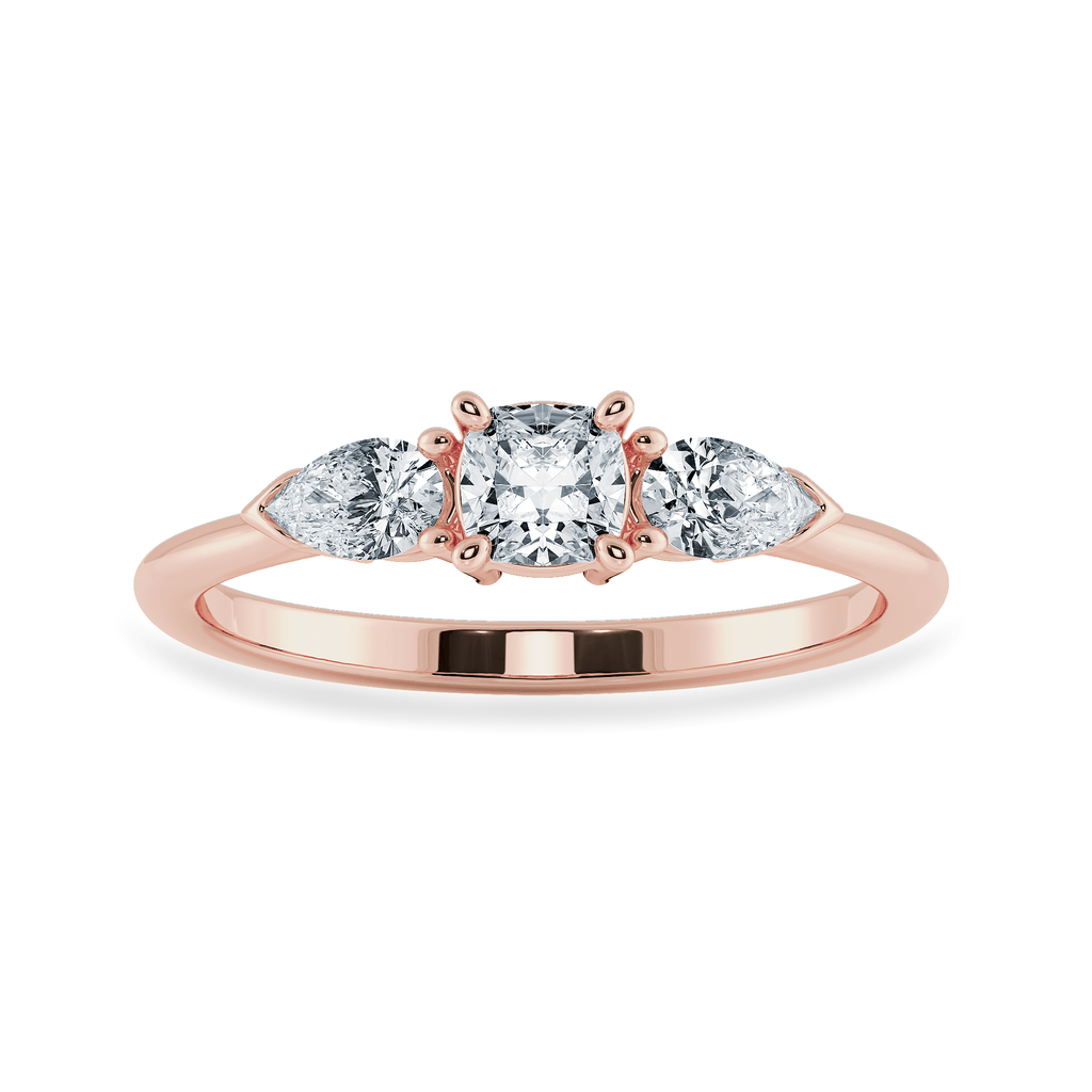 Jewelove™ Rings Women's Band only / VVS GH 0.30cts. Cushion Cut Solitaire with Pear Cut Diamond Accents 18K Rose Gold Ring JL AU 1203R