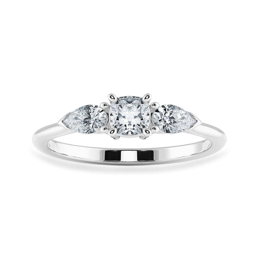 Jewelove™ Rings Women's Band only / VVS G 0.30cts. Cushion Cut Solitaire with Pear Cut Diamond Accents Platinum Engagement Ring JL PT 1203