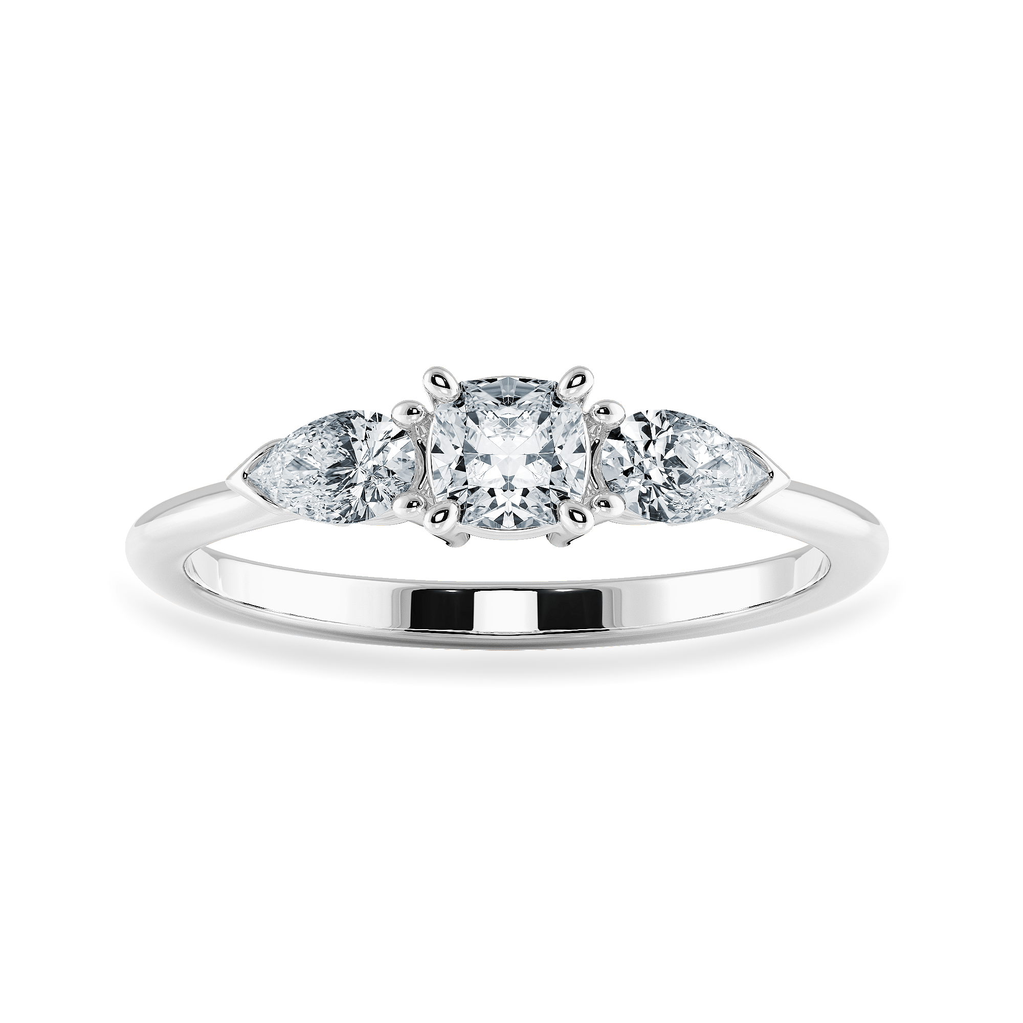 30-Pointer Cushion Cut Solitaire with Pear Cut Diamond Accents